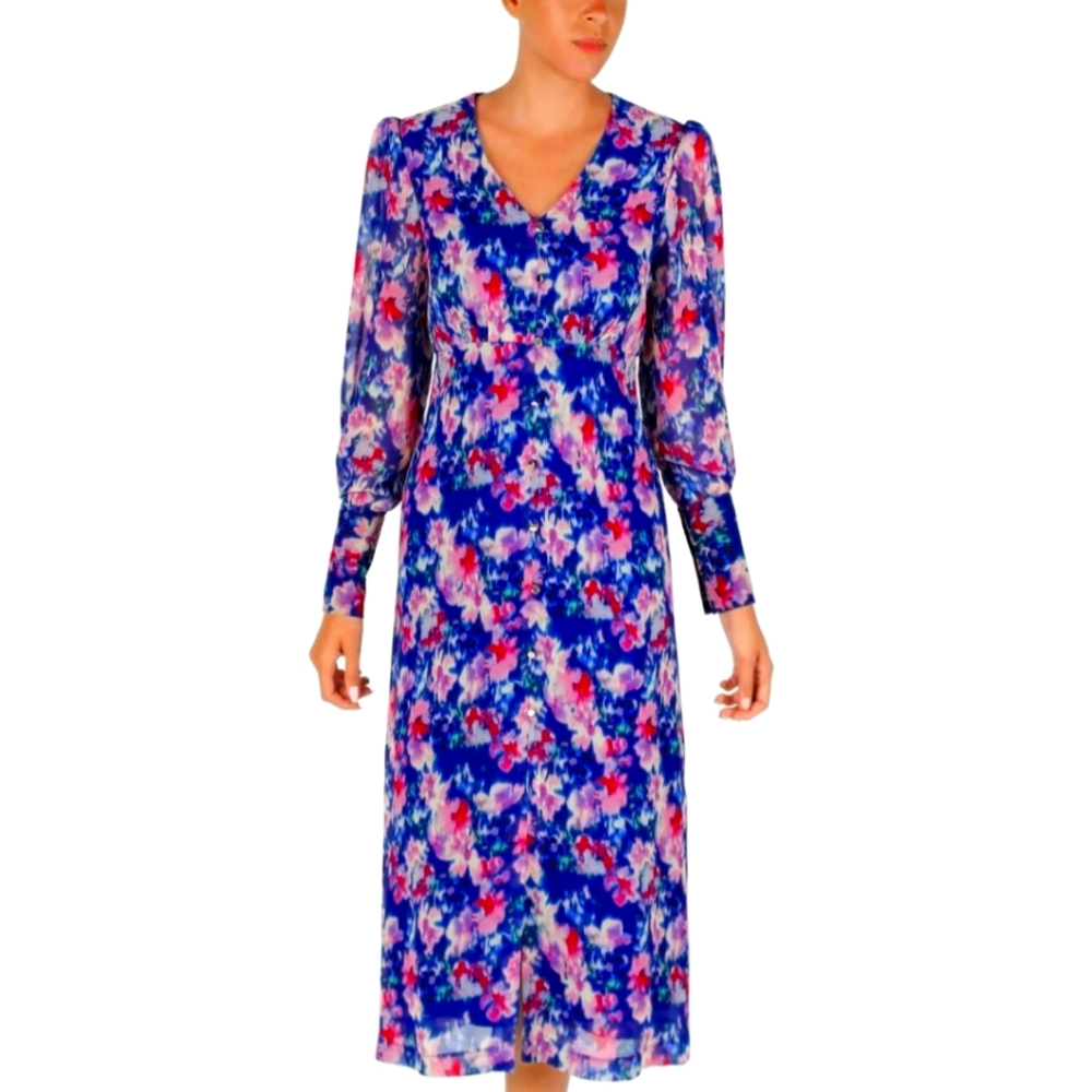 Julia Jordan: V-Neck Printed Chiffon Dress